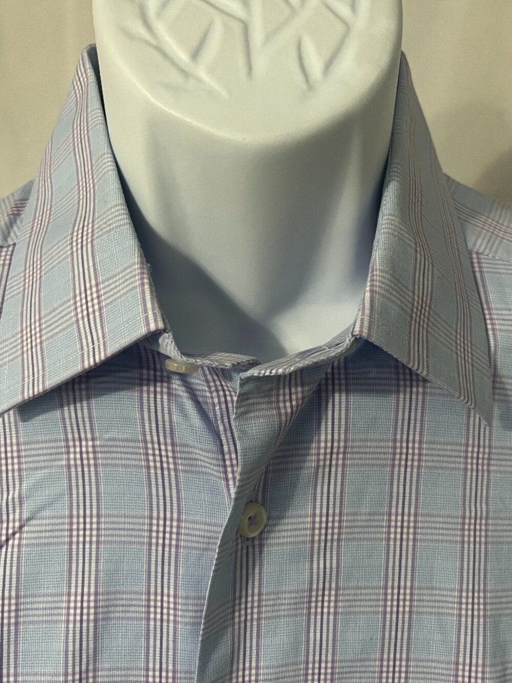 👔 David Donahue Performance Trim Fit Dress Shirt Blue Purple 16.5 32/33 ✨